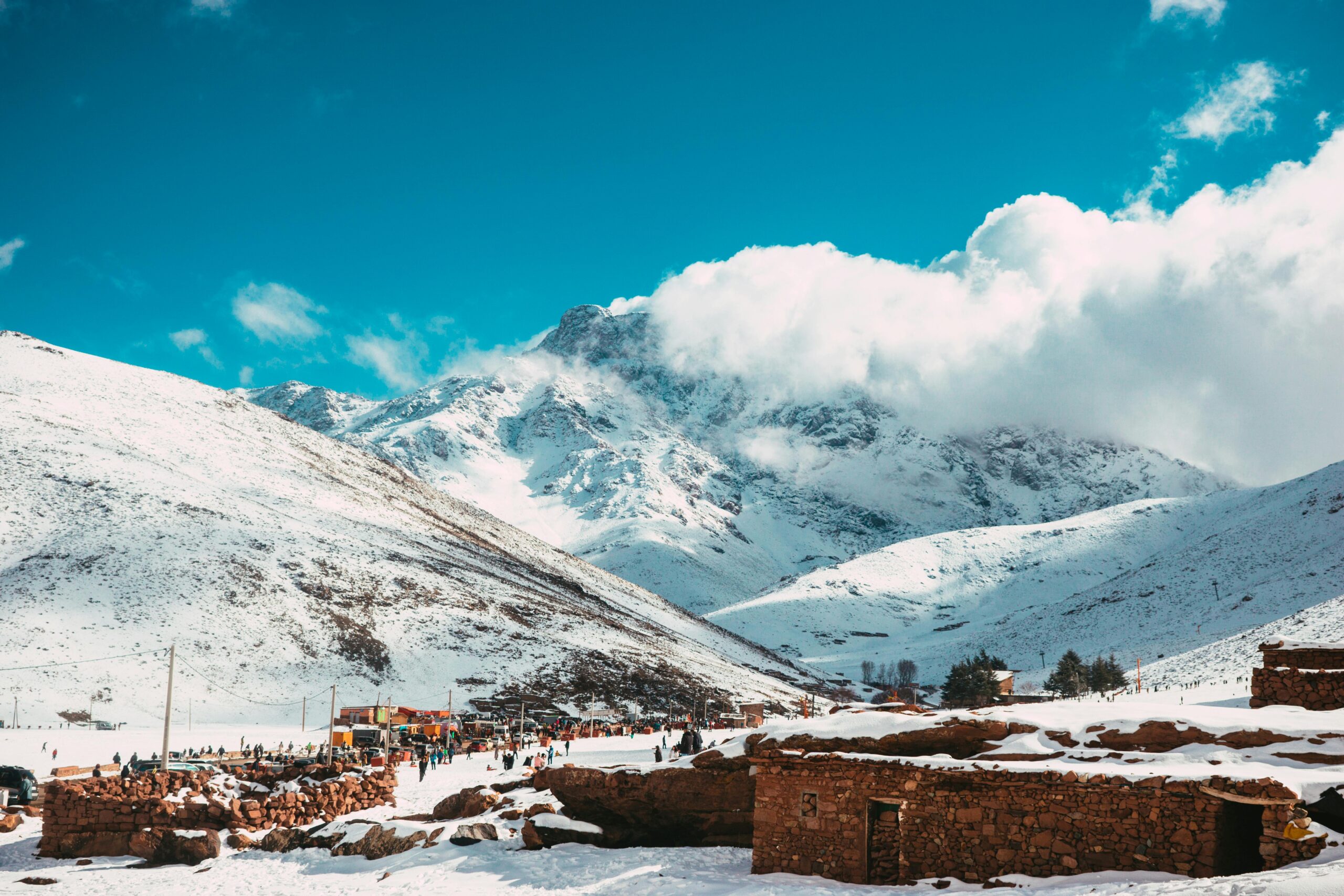 Atlas mountain wearing white snow treasure